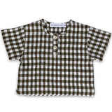 Linen Henly T-Shirt in Olive Gingham by Phil & Rosie
