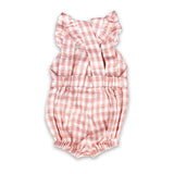 Linen Ruffle Romper in Blush Gingham by Phil & Rosie