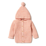 Knit Hooded Jacket by Wilson & Frenchy in Silver Peony Fleck